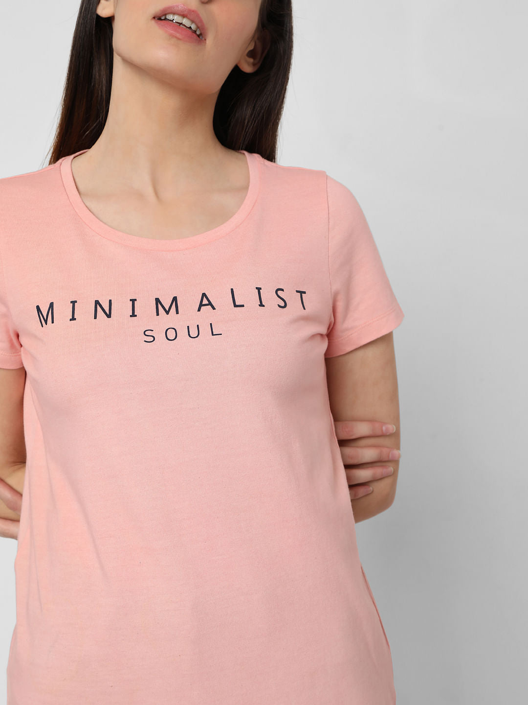 Pink Text Print T-Shirt