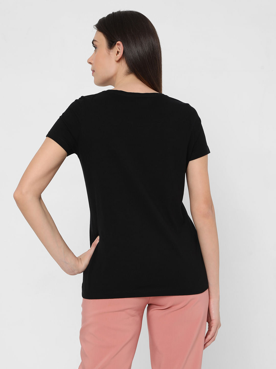 Black Slogan Print T-Shirt