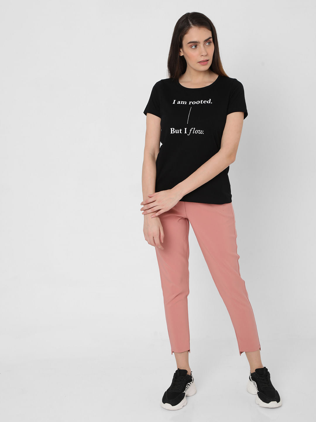 Black Slogan Print T-Shirt