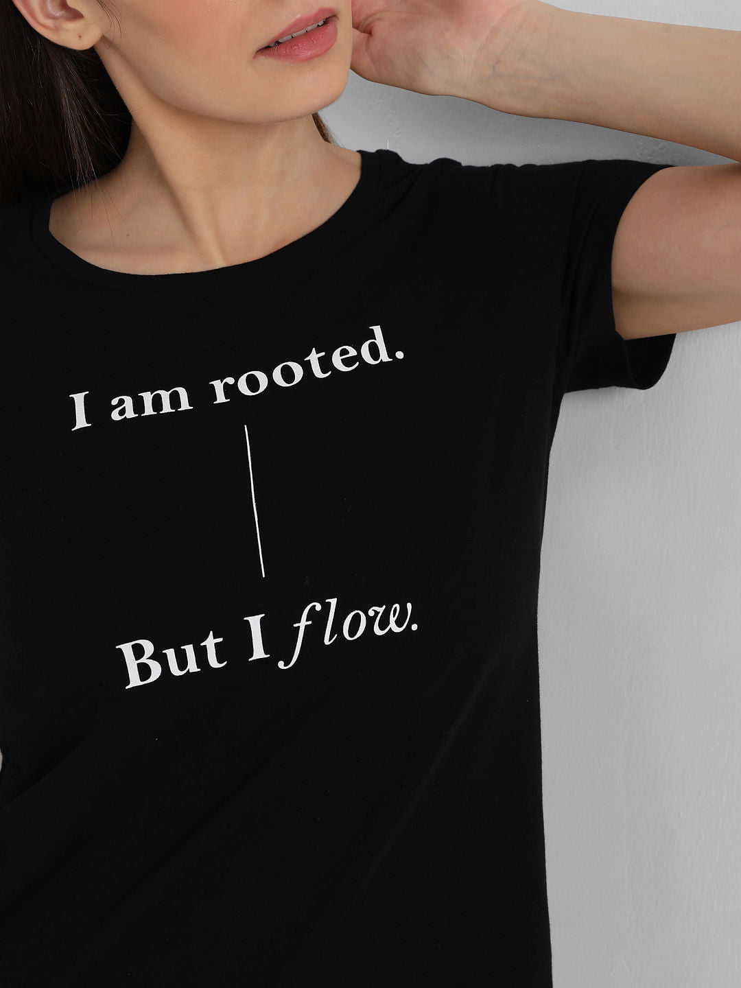 Black Slogan Print T-Shirt