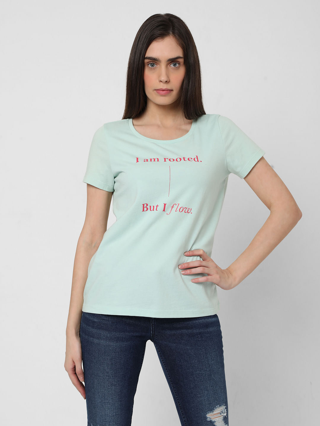 Blue Slogan Print T-Shirt