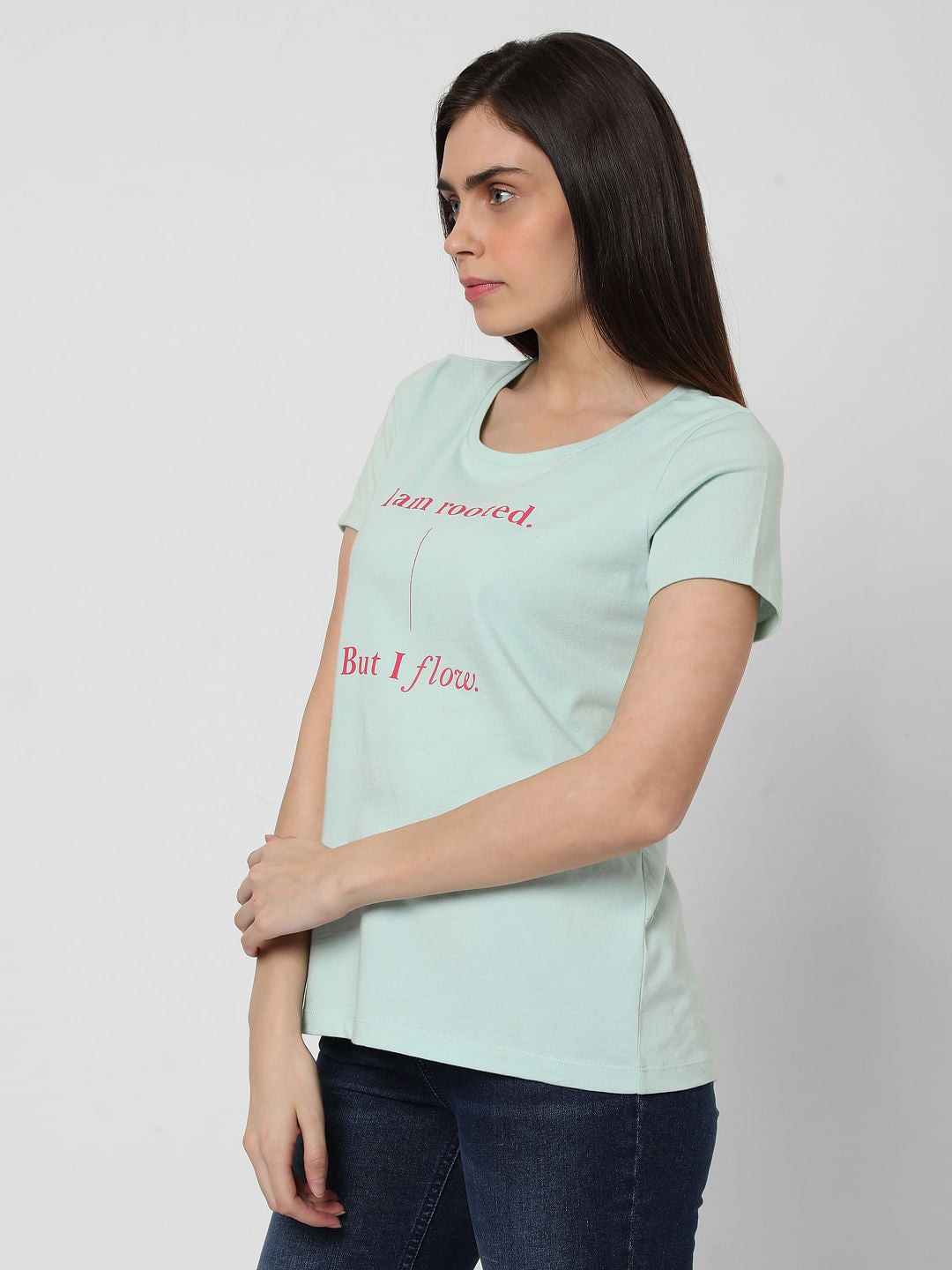 Blue Slogan Print T-Shirt