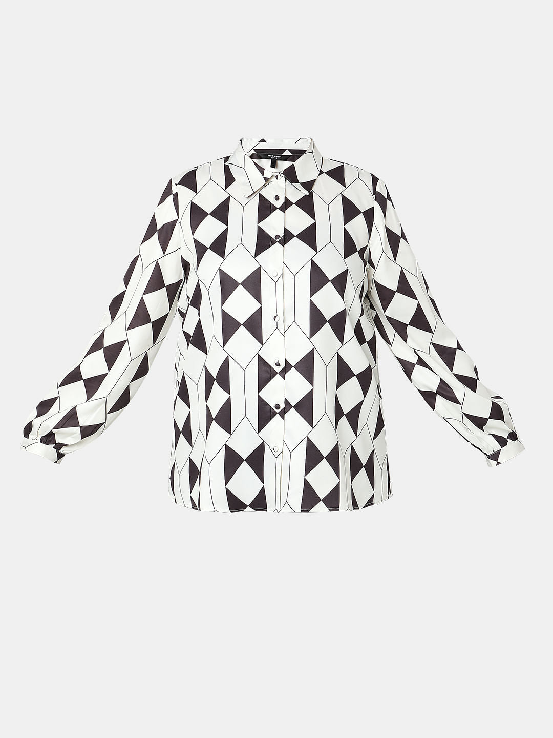 Curve Black & White Printed Shirt