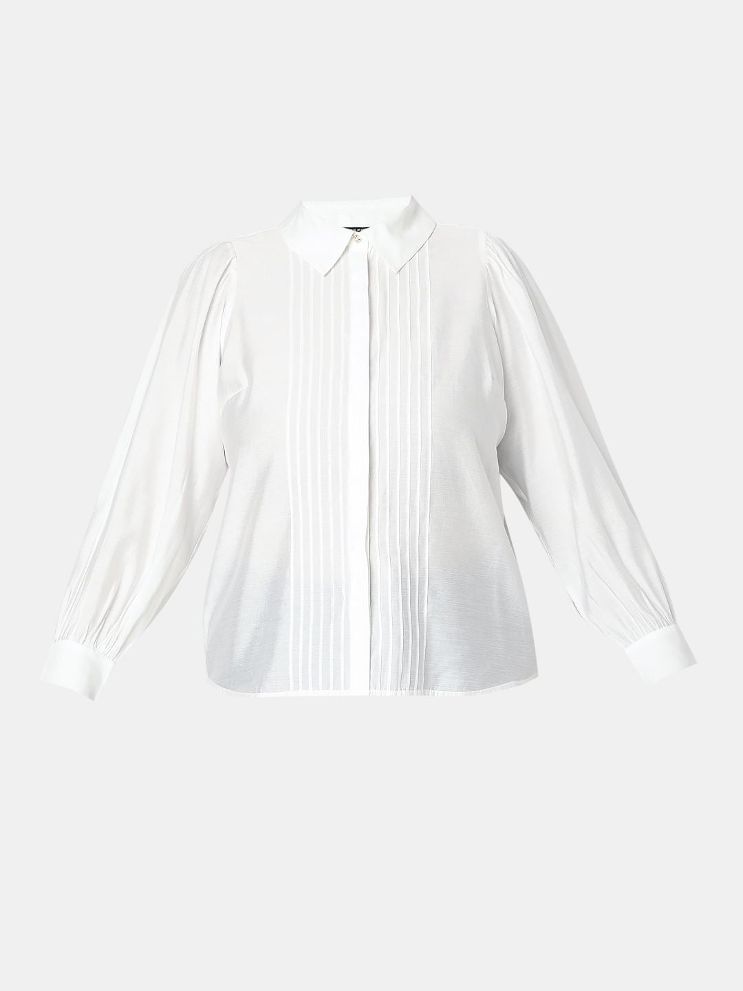 Curve White Pintuck Detail Shirt