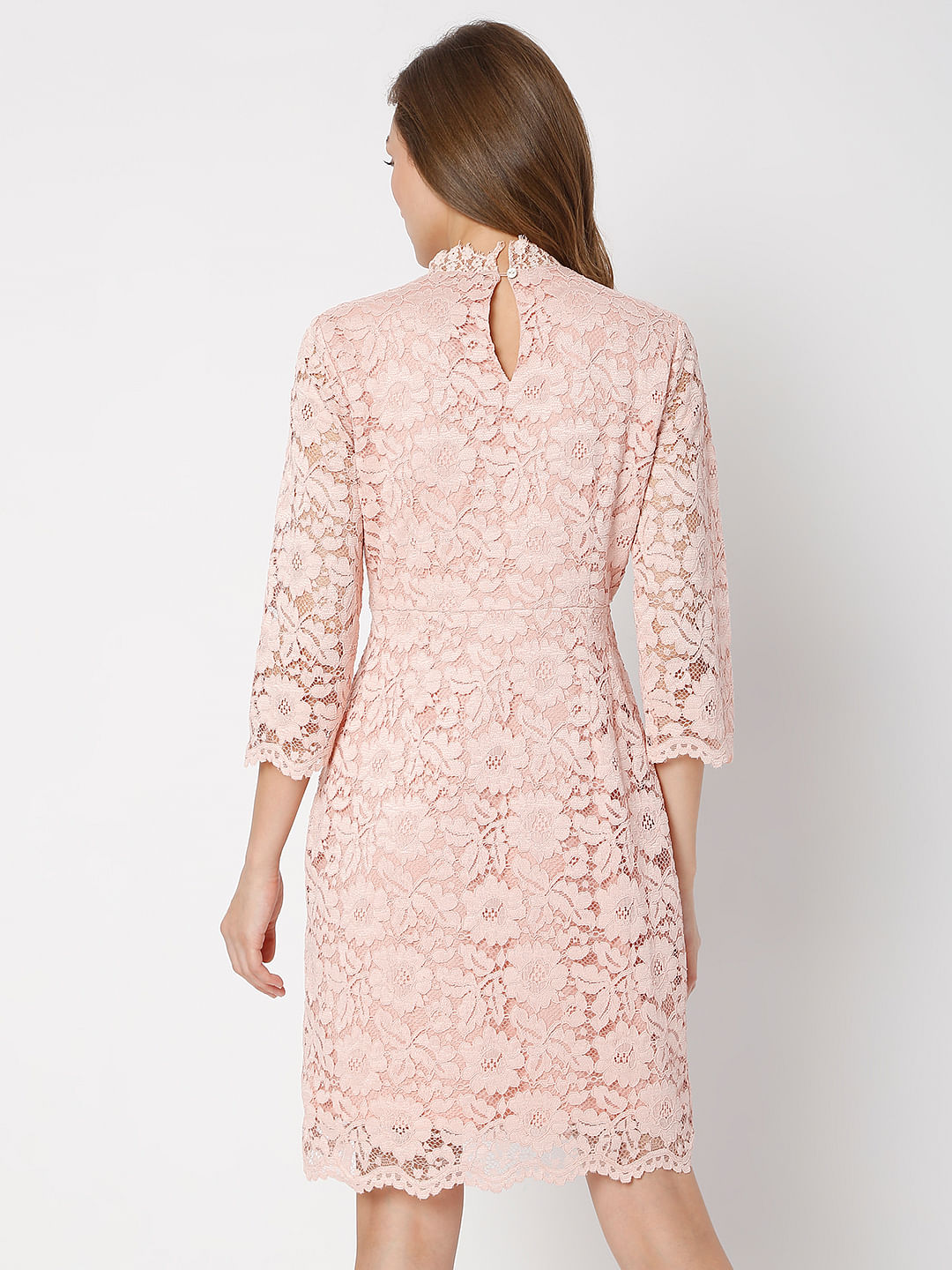 Coral Floral Lace Dress