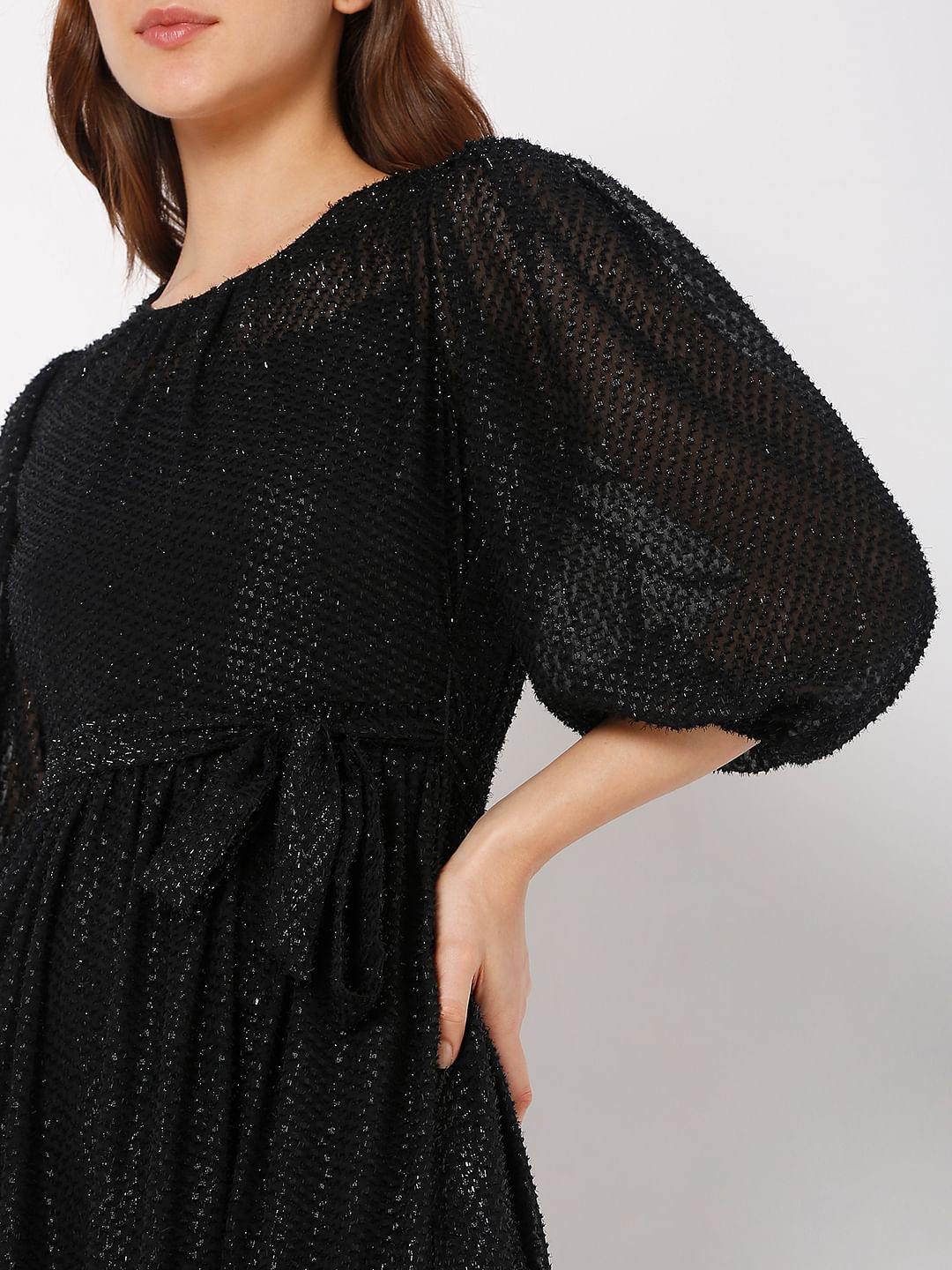 Black Shimmer Midi Dress