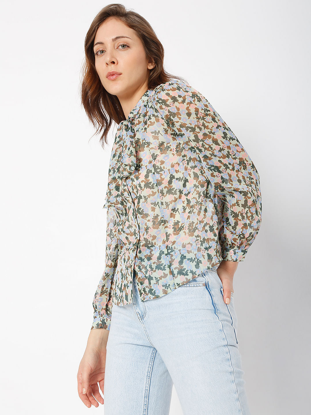 Green Floral Print Shirt