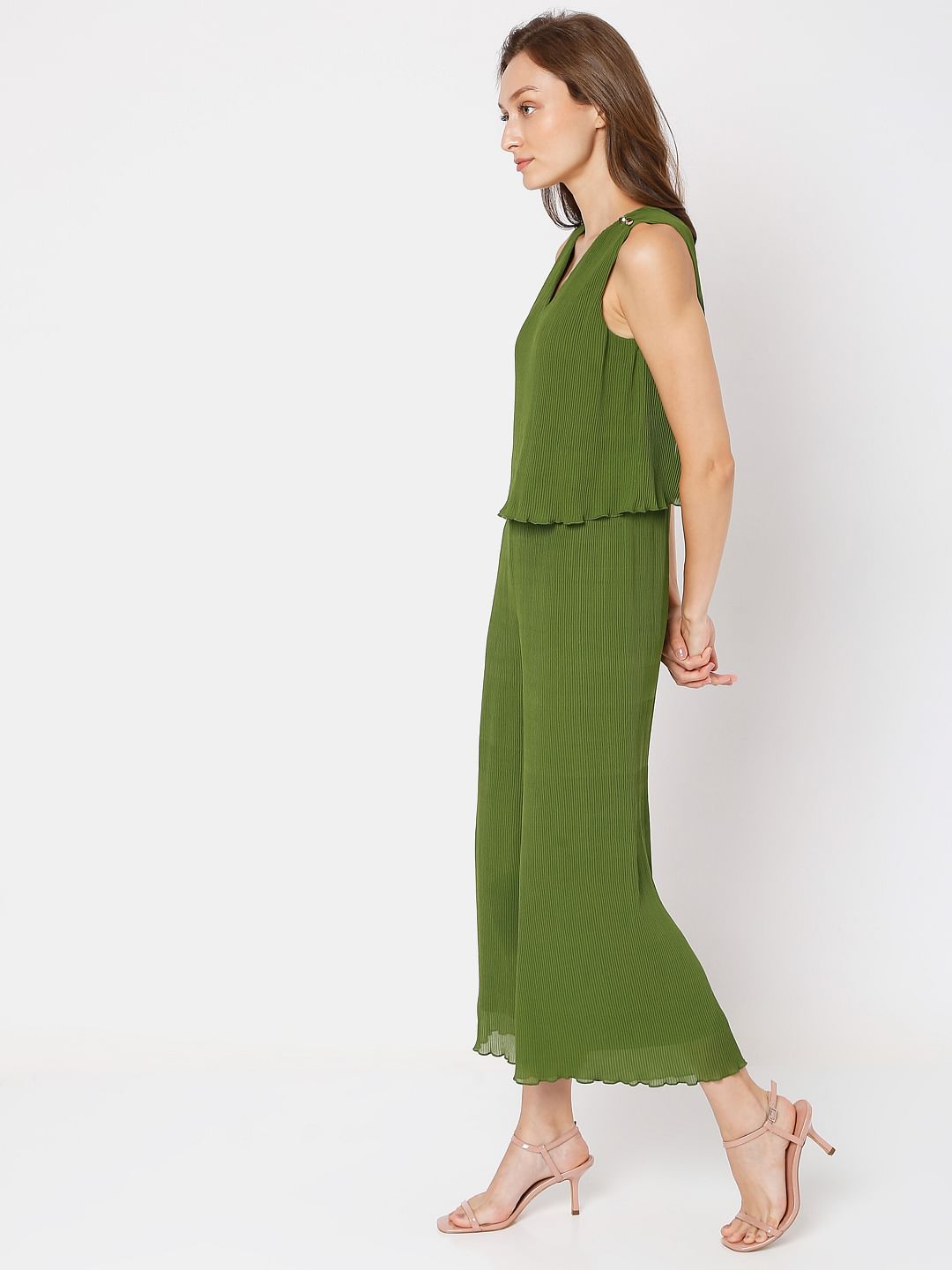 Green Pleated Jumpsuit