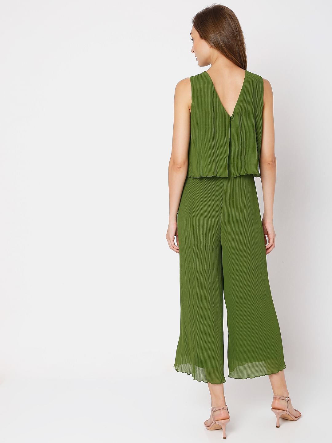 Green Pleated Jumpsuit