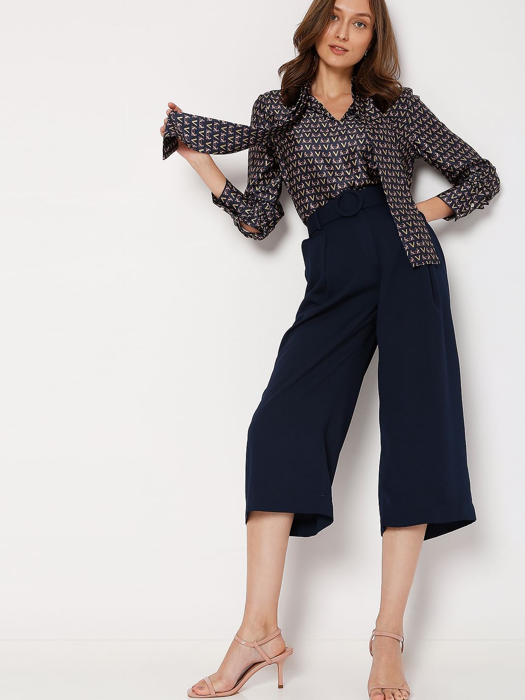 Navy Blue High Rise Culottes
