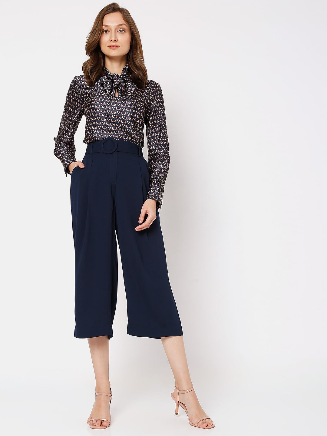 Navy Blue High Rise Culottes