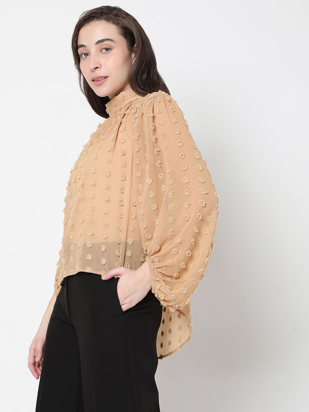 Beige Dobby Top