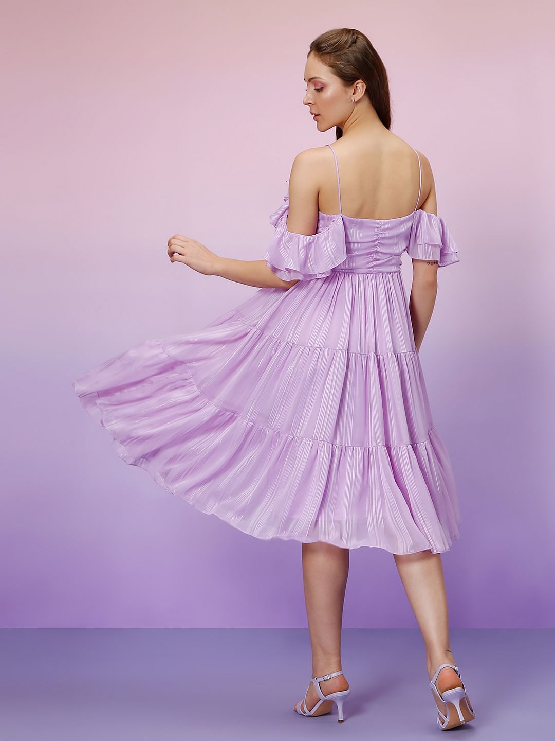 Marquee Lilac Cold-Shoulder Midi Dress