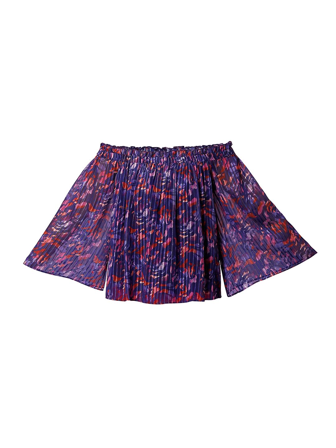 Marquee Blue Printed Off Shoulder Top