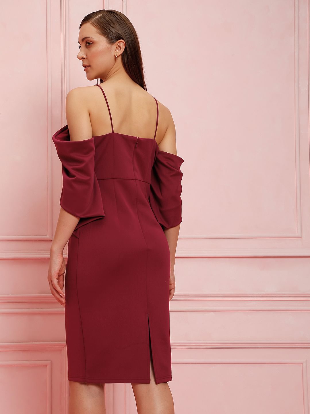 Marquee Red Off-Shoulder Midi Dress