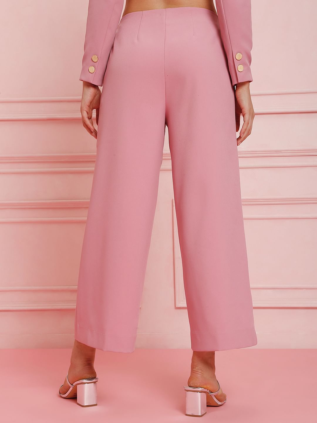 Marquee Pink High Rise Wide Leg Co-Ord Pants
