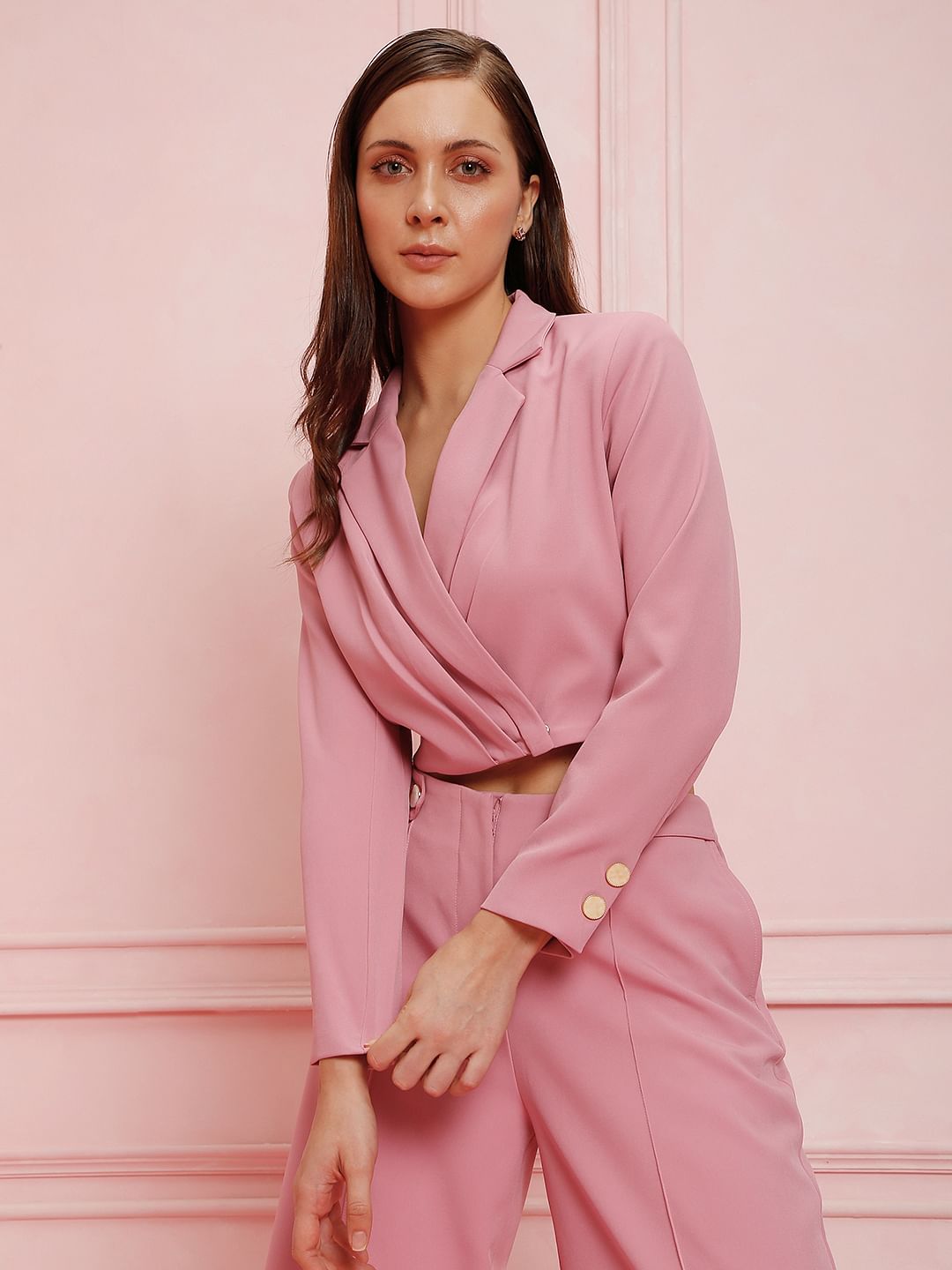 Marquee Pink Cropped Co-Ord Blazer