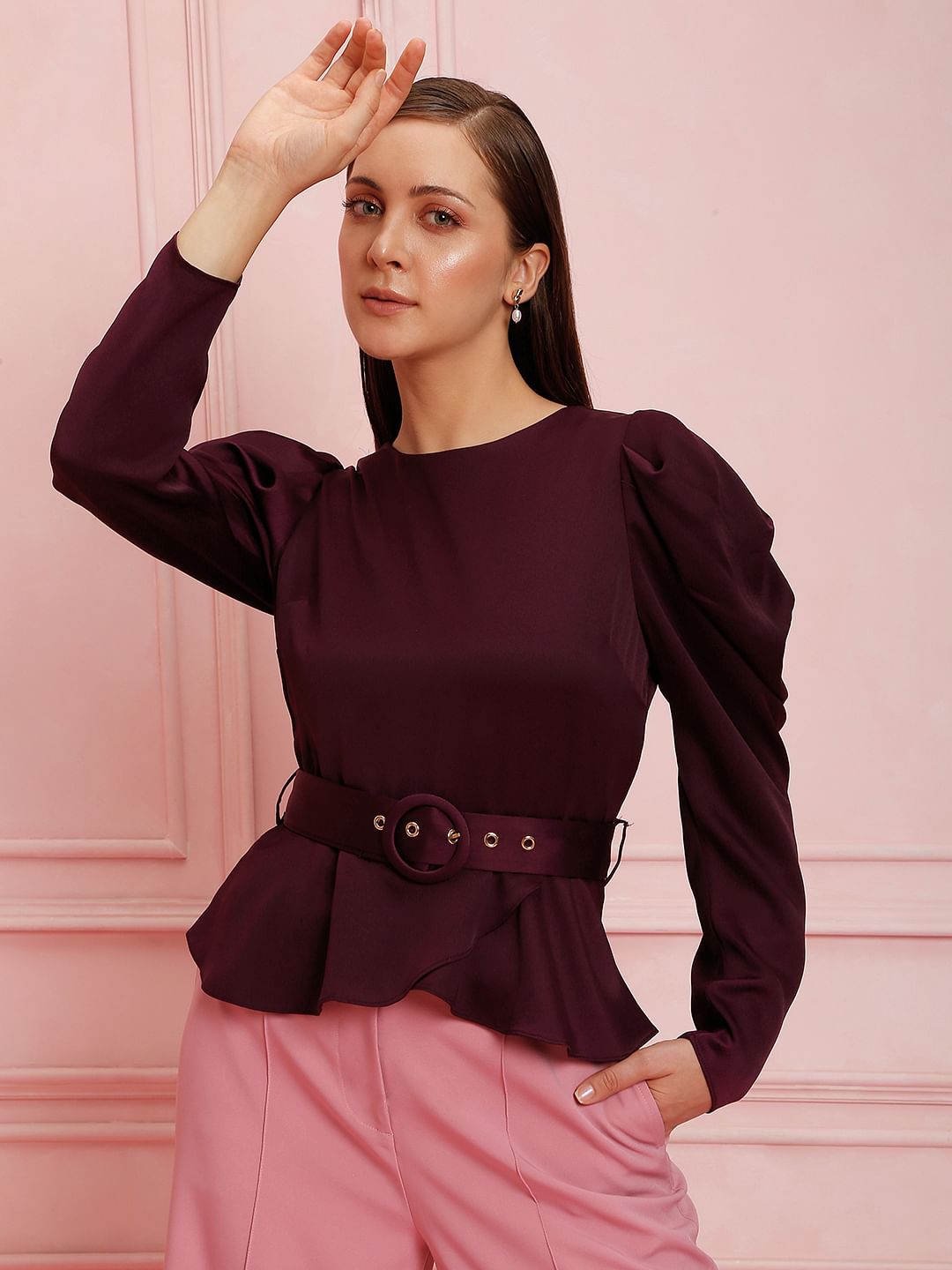 Marquee Maroon Satin Top