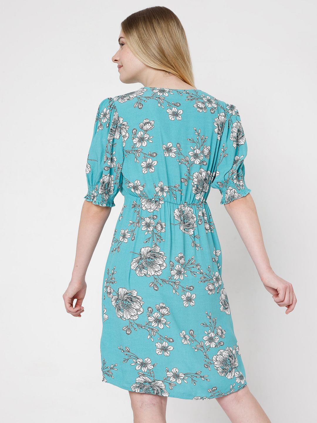 Blue Floral Fit & Flare Dress