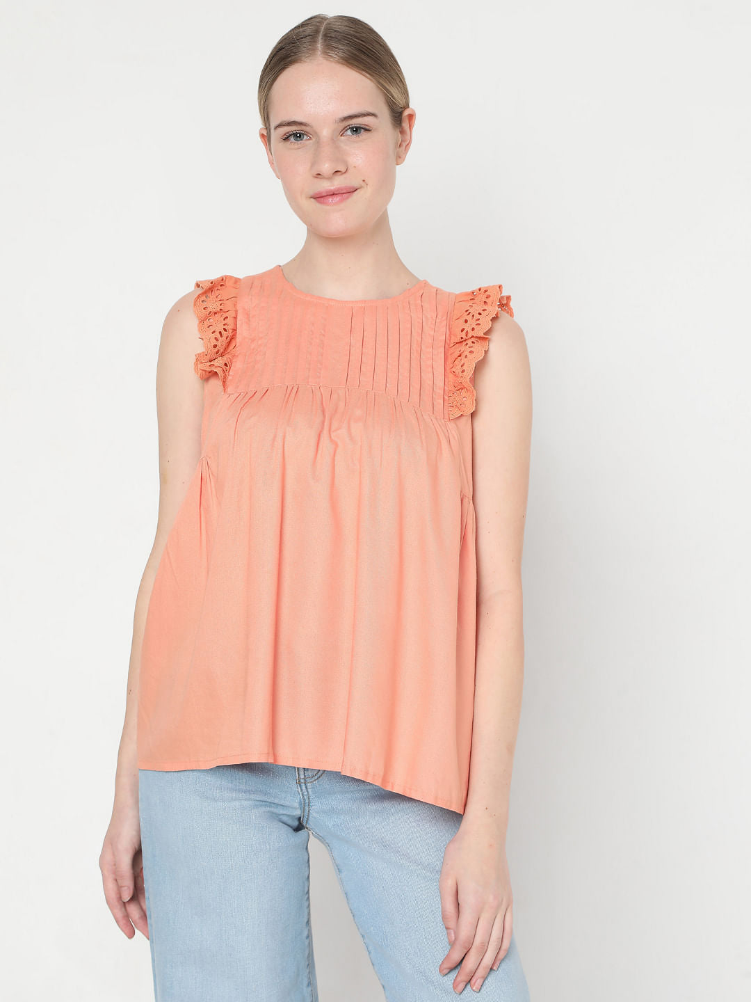 Coral Sleeveless Top