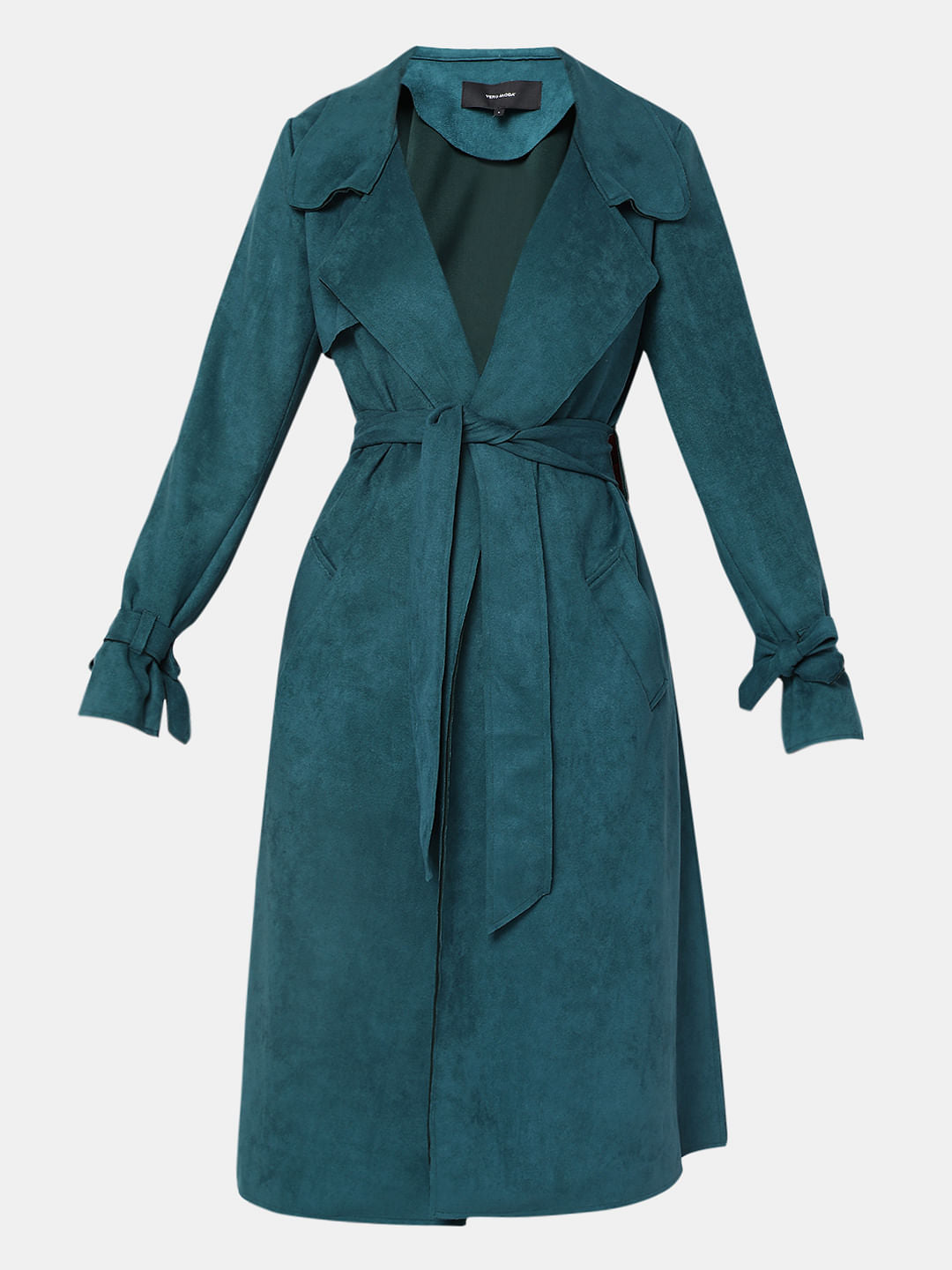 Deep Teal Suede Trench Coat