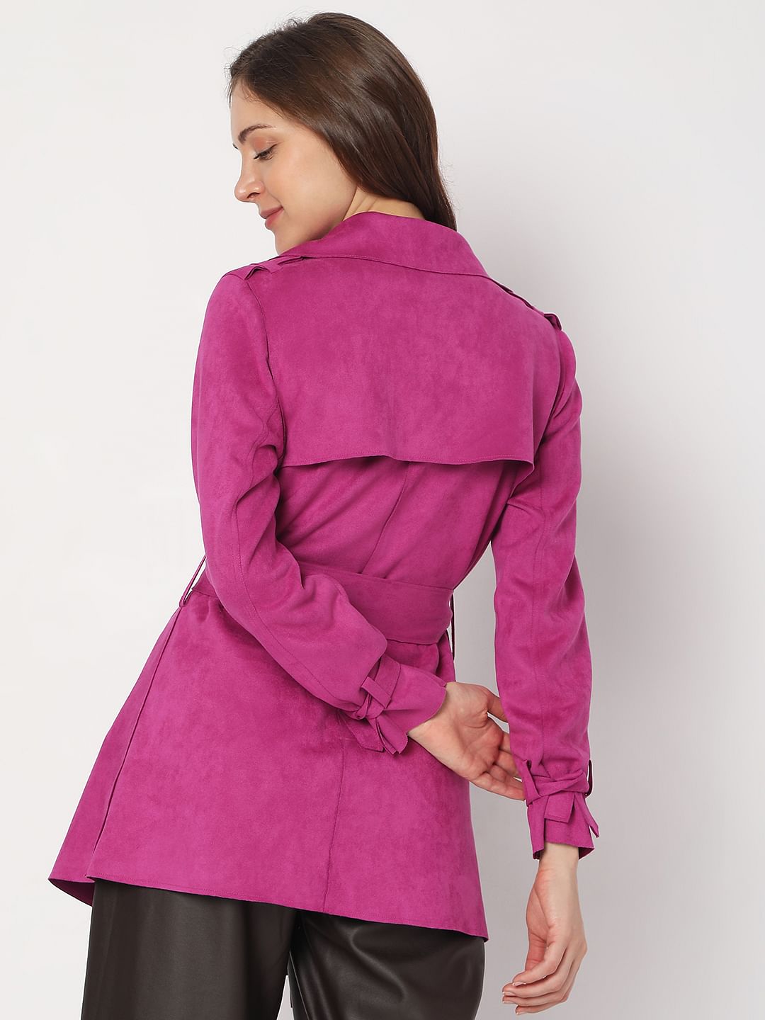 Pink Suede Trench Coat