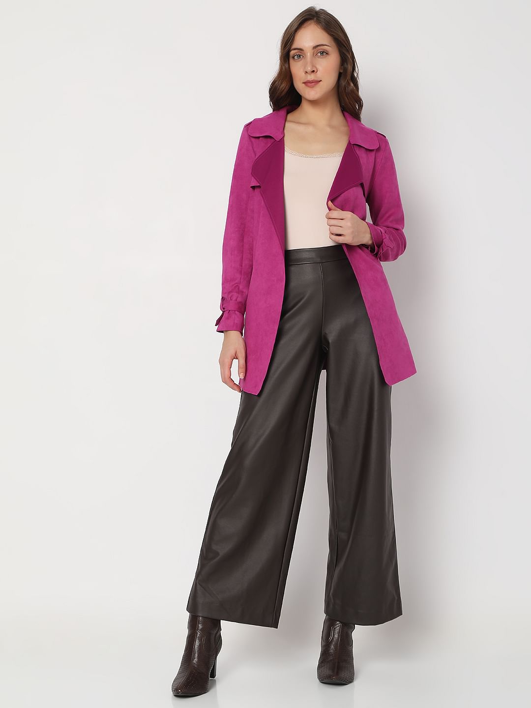 Pink Suede Trench Coat