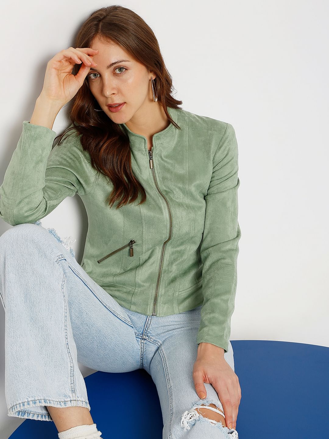 Green Faux Suede Jacket