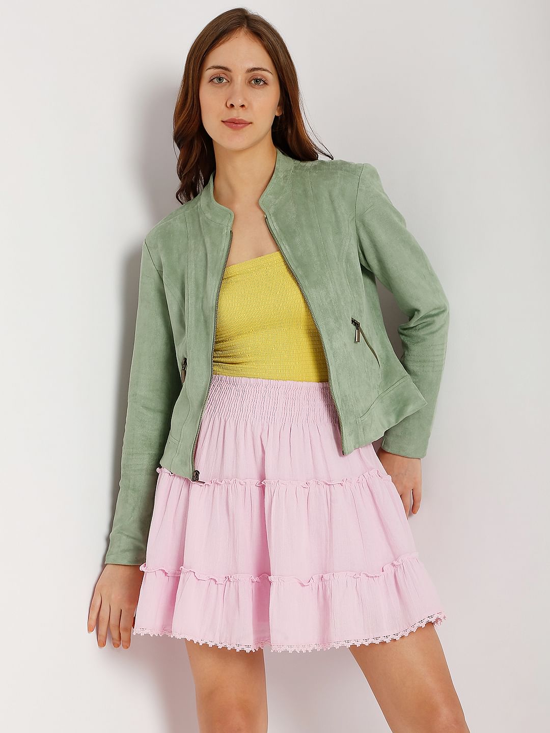 Green Faux Suede Jacket