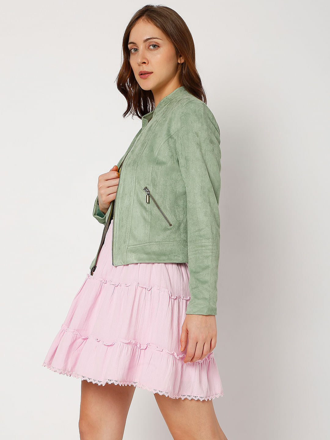 Green Faux Suede Jacket