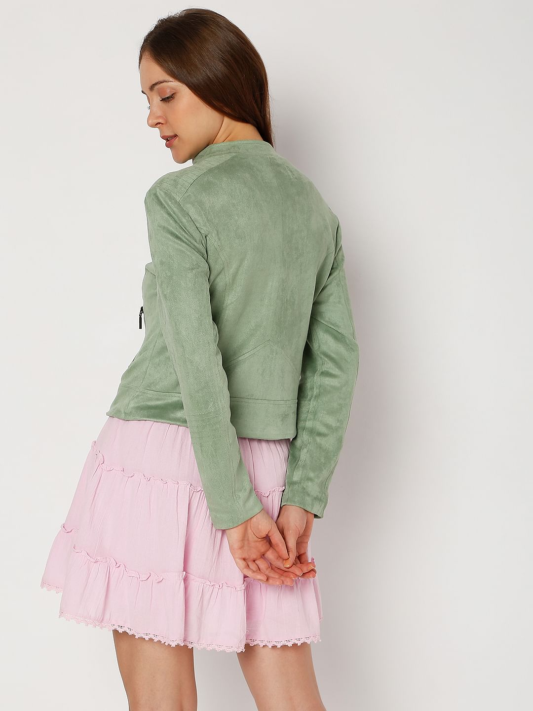 Green Faux Suede Jacket