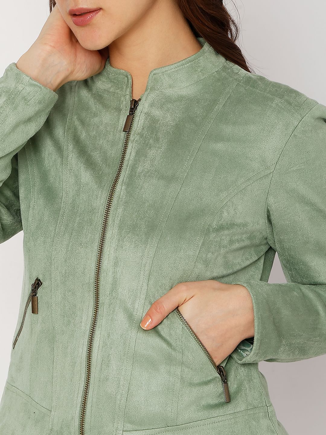 Green Faux Suede Jacket