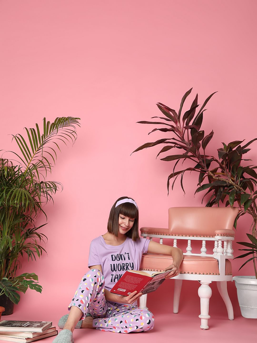 Purple T-Shirt & Pyjama Night Suit Set