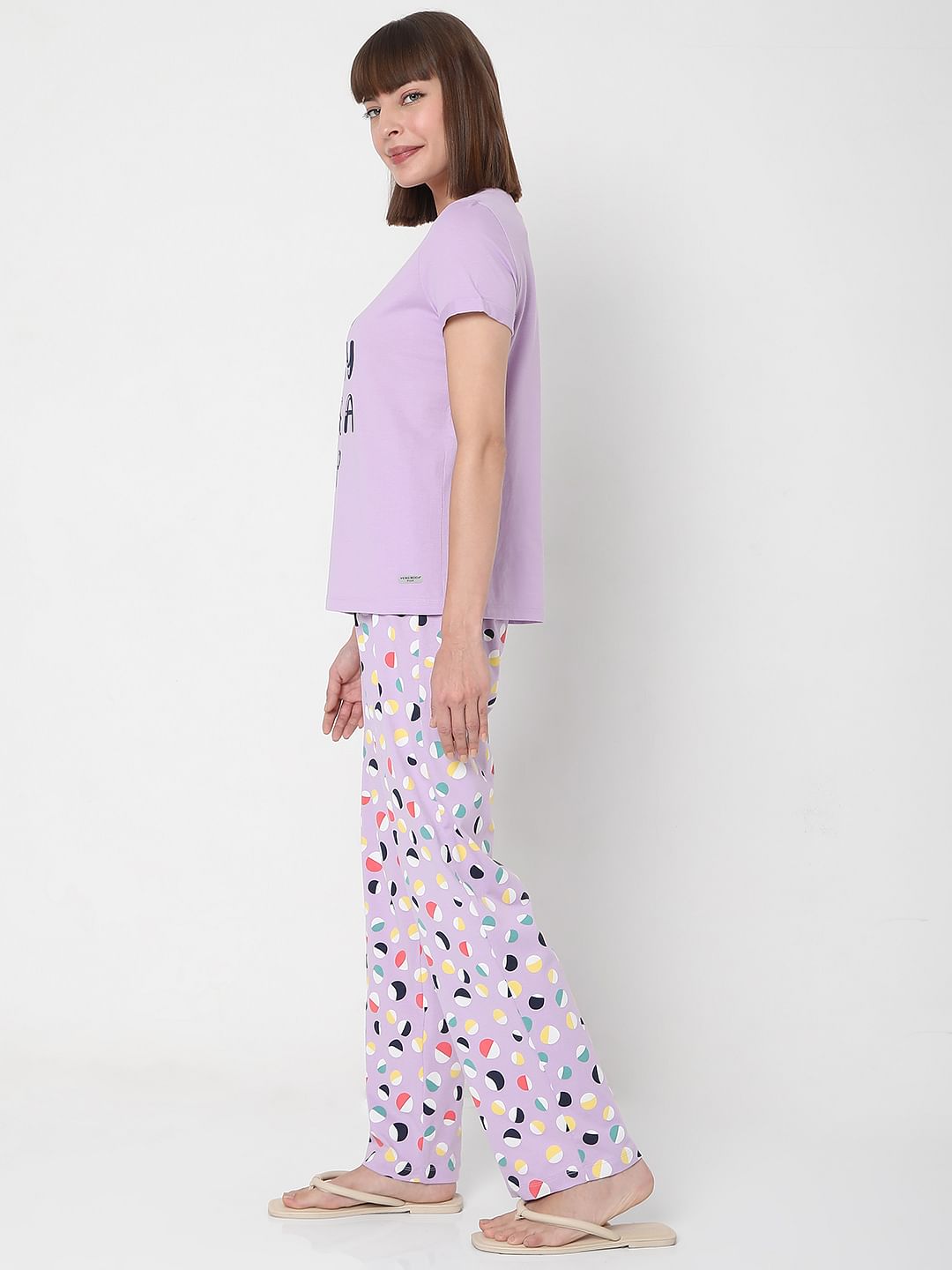 Purple T-Shirt & Pyjama Night Suit Set