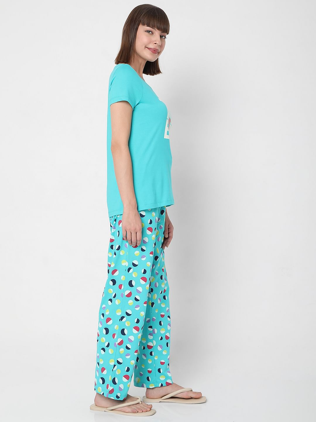Blue T-Shirt & Pyjama Night Suit Set