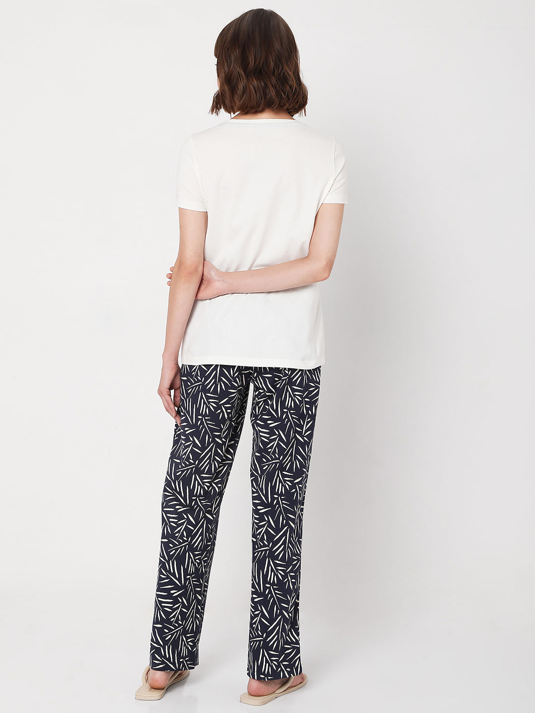 White T-Shirt & Pyjama Night Suit Set