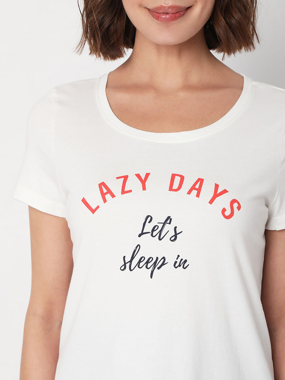 White T-Shirt & Pyjama Night Suit Set