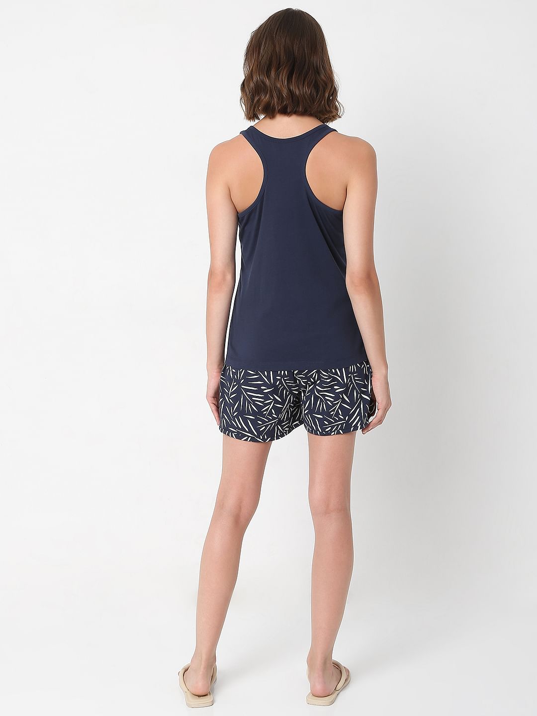 Navy Blue Tank Top & Shorts Set