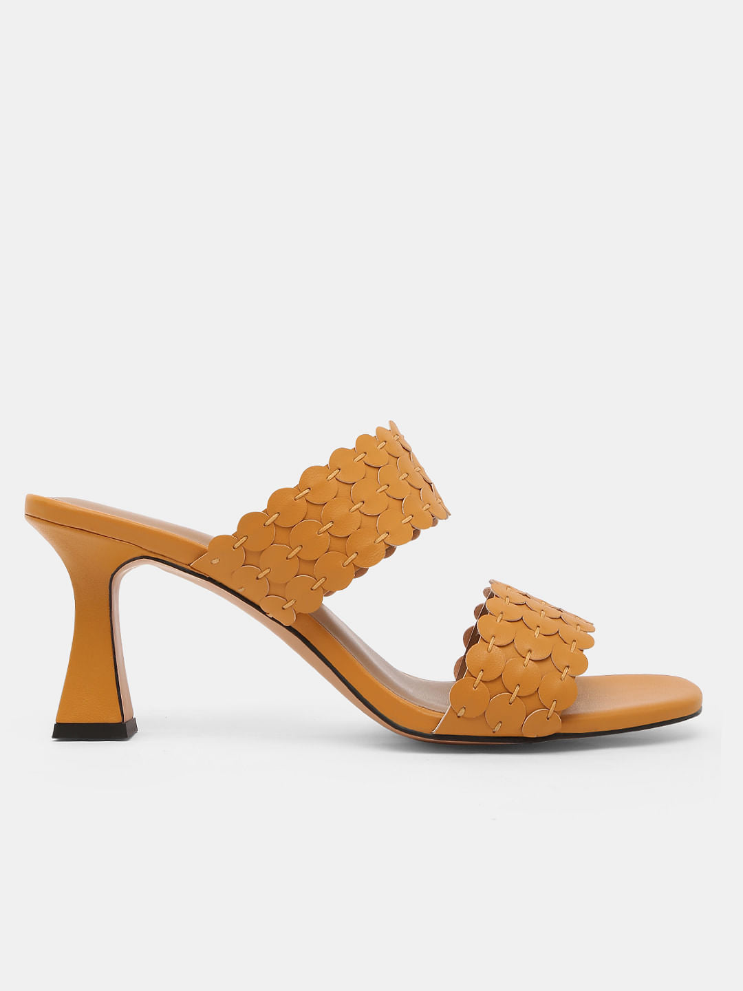 Golden Yellow Twin-Strap Heels