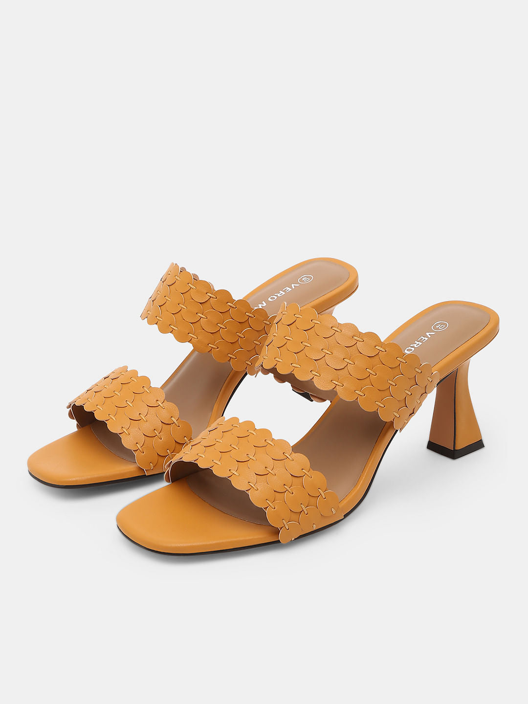 Golden Yellow Twin-Strap Heels
