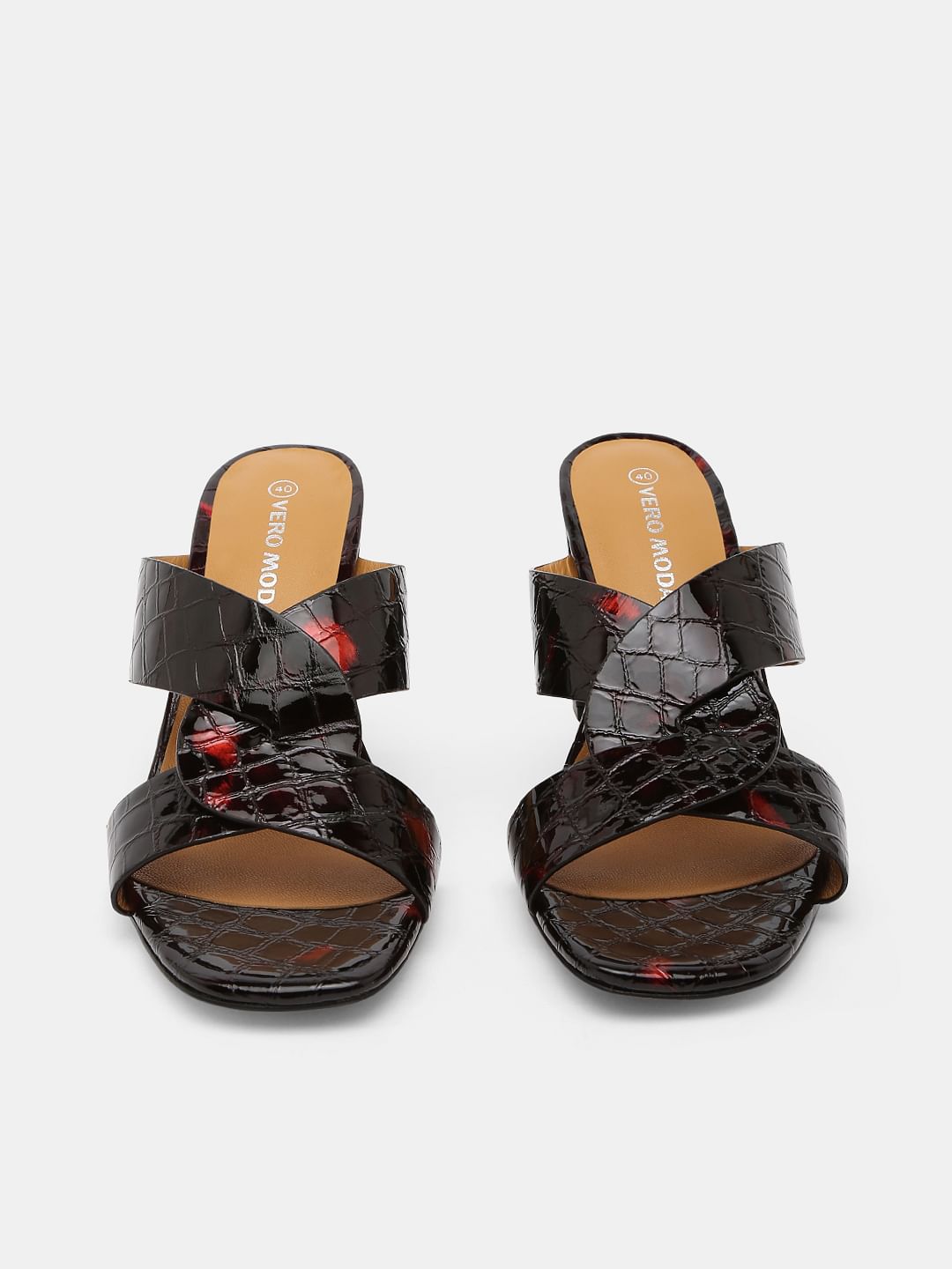 Black Croc Embossed Heels