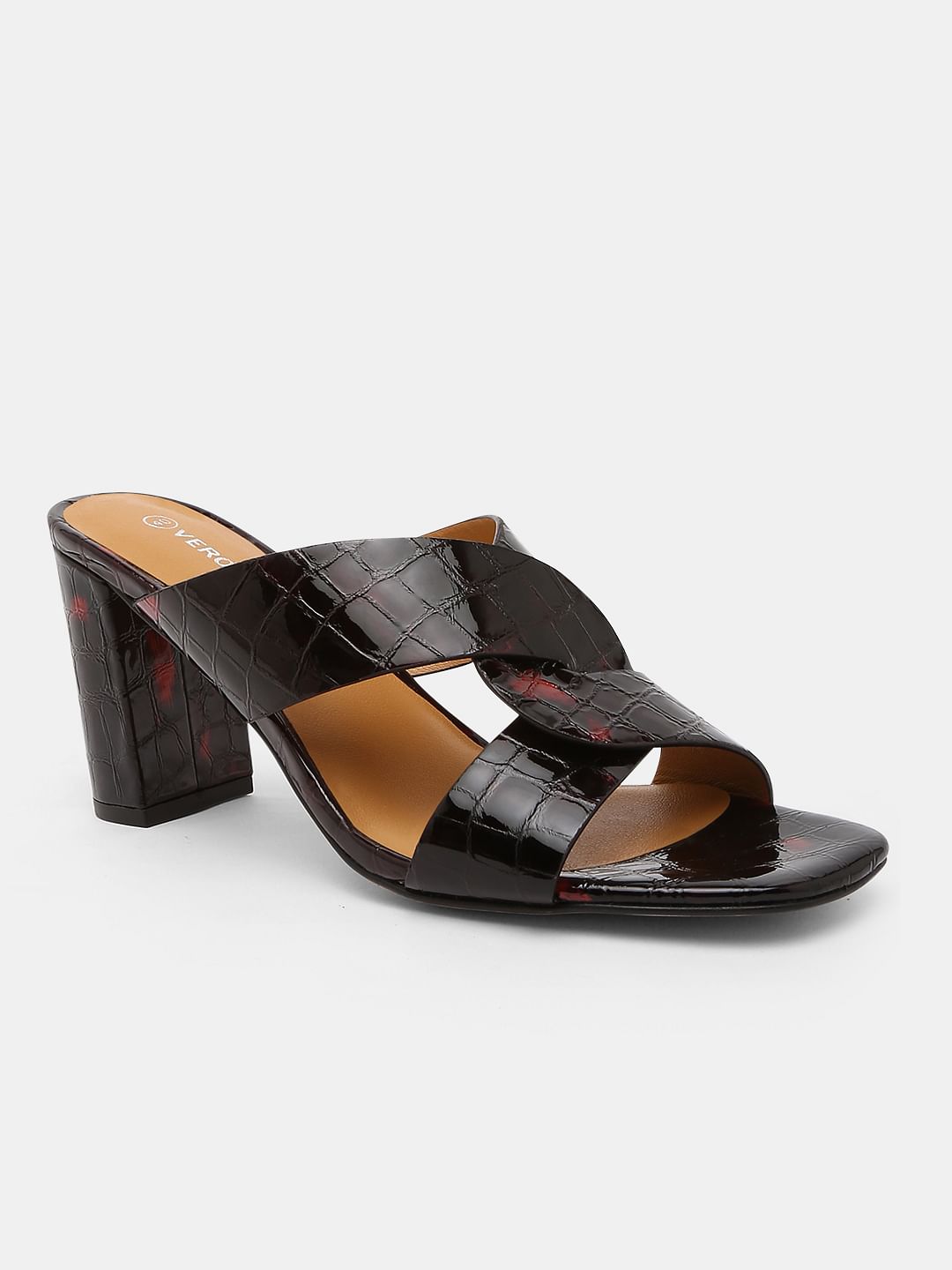 Black Croc Embossed Heels