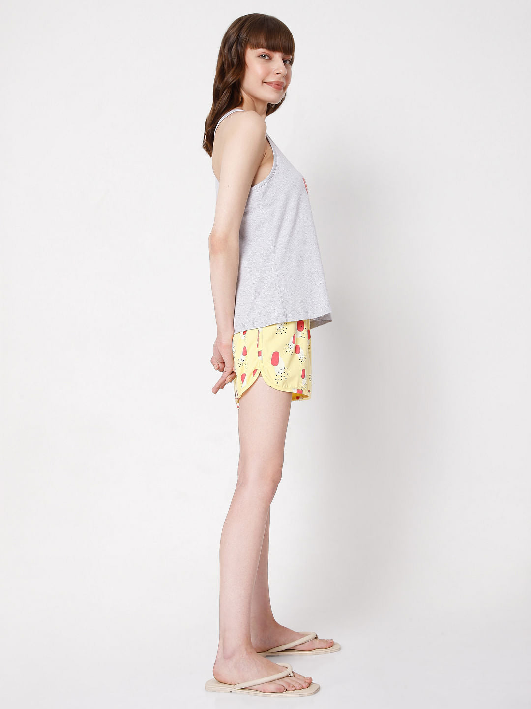 Grey & Yellow Tank Top & Shorts Set