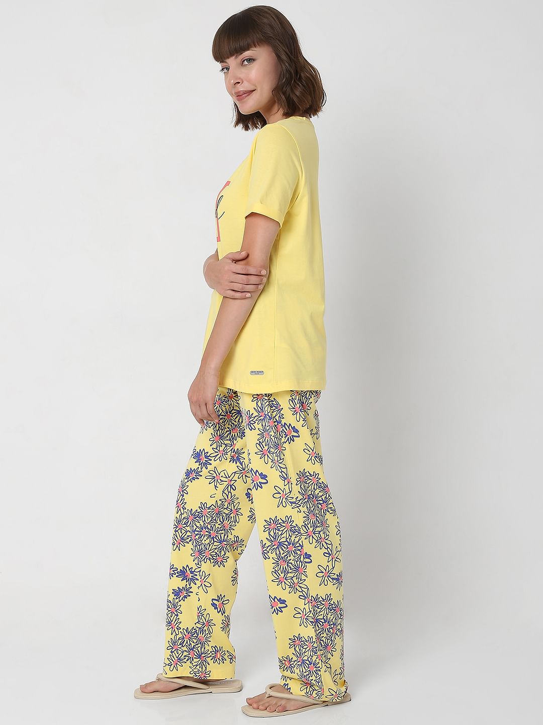 Yellow T-Shirt & Pyjama Night Suit Set