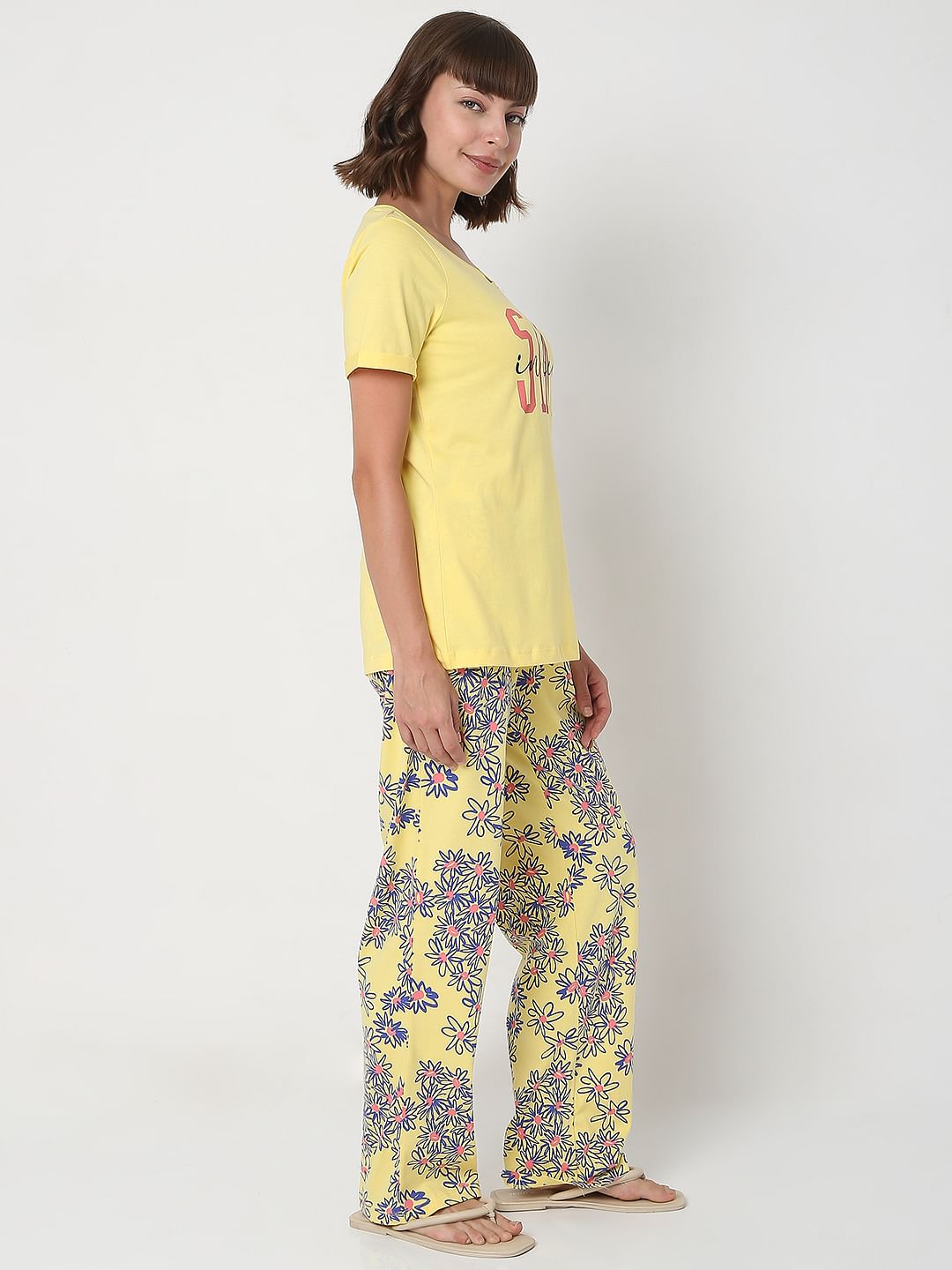 Yellow T-Shirt & Pyjama Night Suit Set