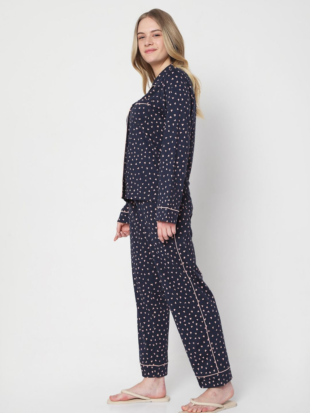 Blue Printed Shirt & Pyjama Set