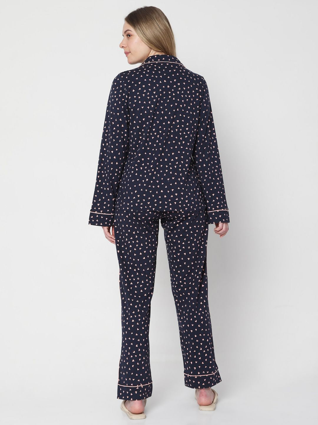 Blue Printed Shirt & Pyjama Set