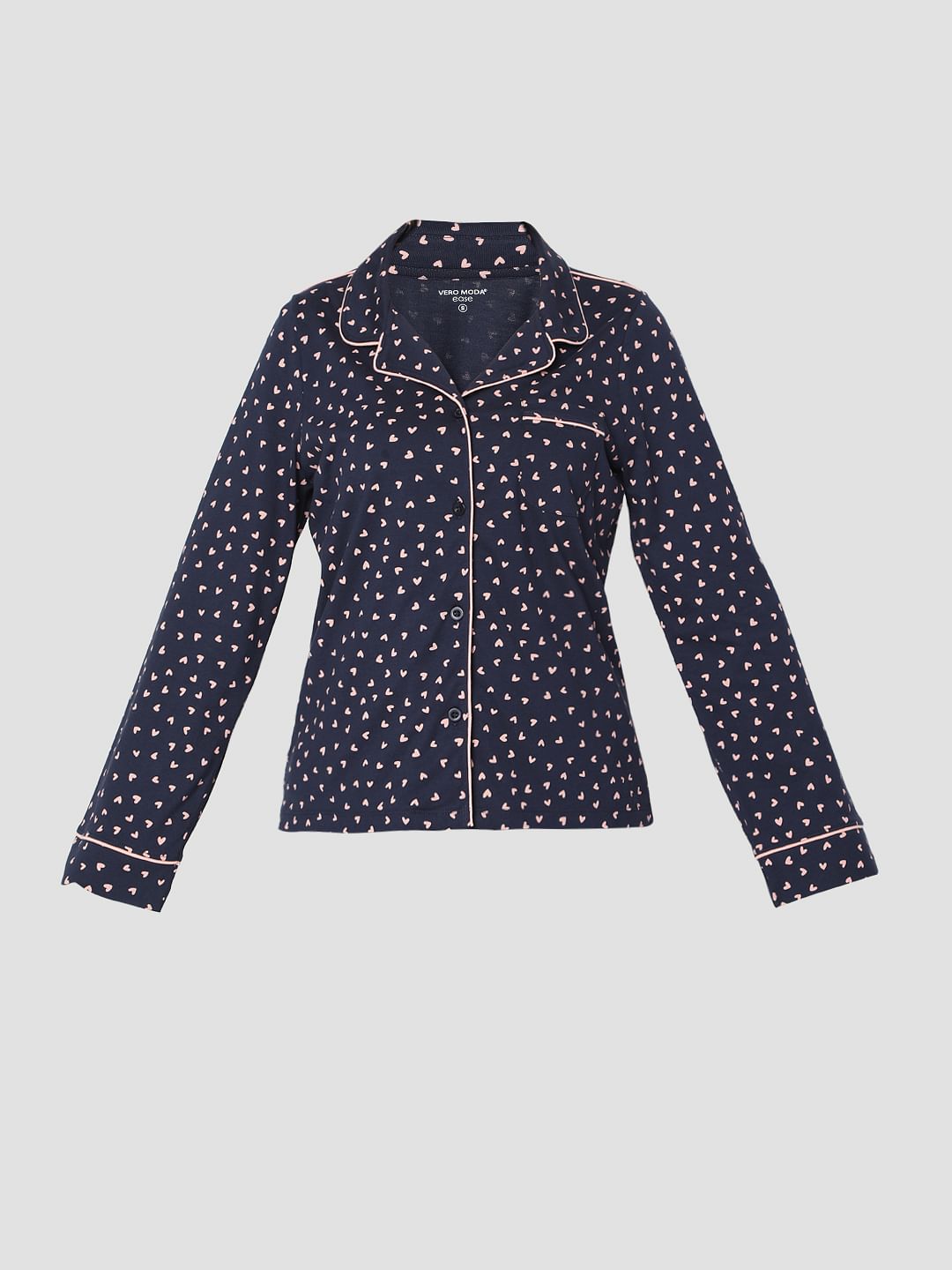 Blue Printed Shirt & Pyjama Set