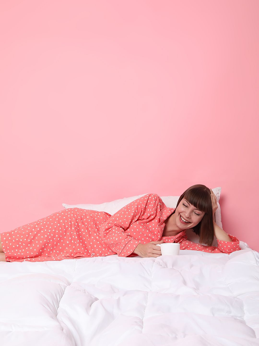 Pink Printed Night Dress