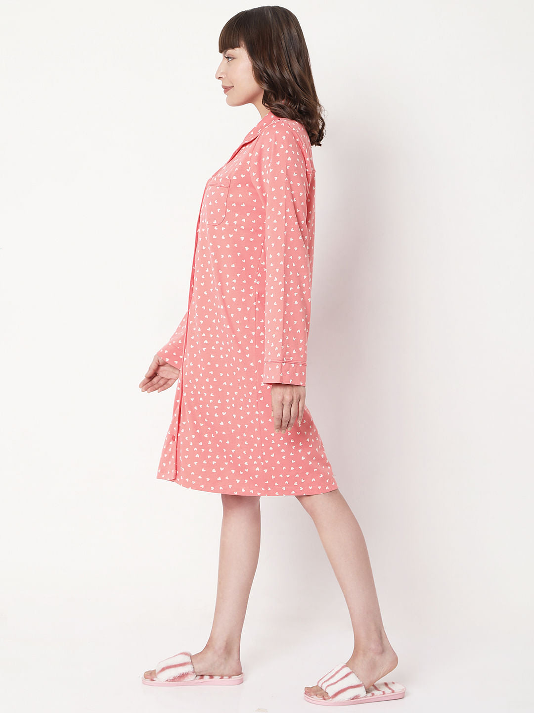 Pink Printed Night Dress